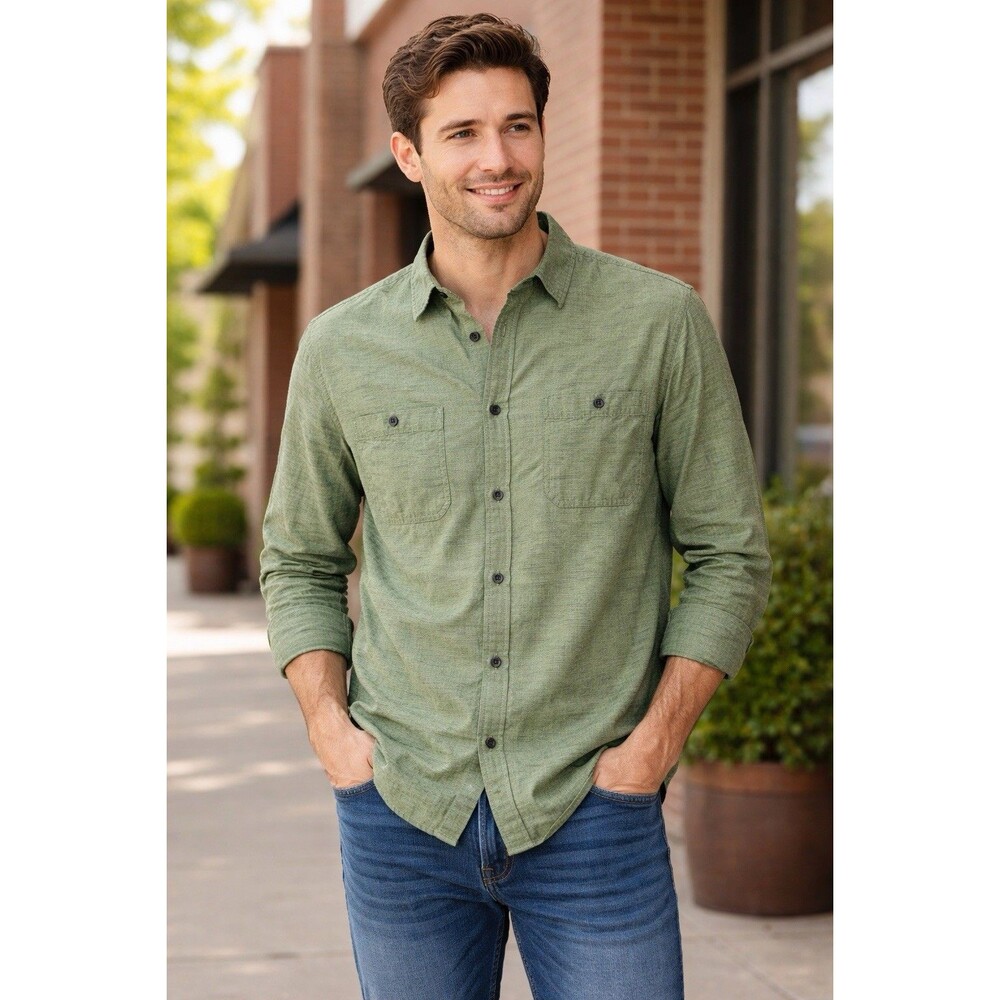 URBAN PIPELINE ULTIMATE SHIRT GREEN BUTTON FRONT LONG SLEEVE MENS L GUC